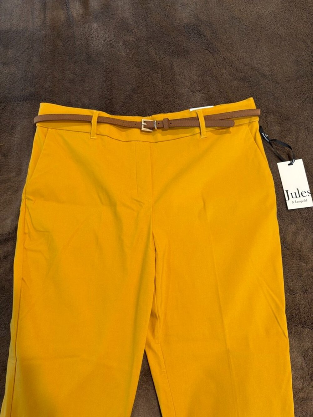 NWT Jules & Leopold Mustard Yellow Pull-On Ankle Pants Size Large Slim Trousers